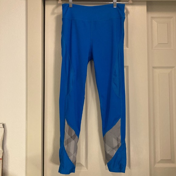 Orange Theory Blue Mesh Panel Leggings Size Large - Picture 1 of 6